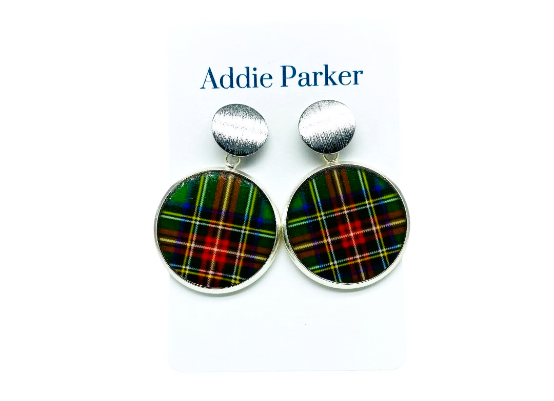 Plaid Earring (R63S) - Green Plaid