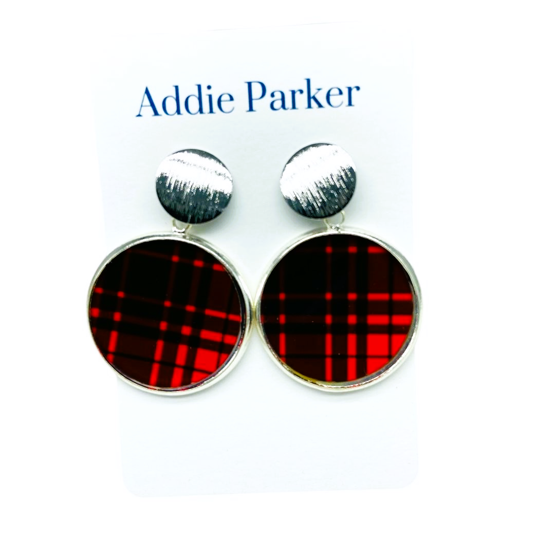 Plaid Earring (R67S) - Red Buffalo Plaid