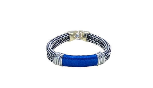 Marine Rope and Royal Blue Bracelet - Silver