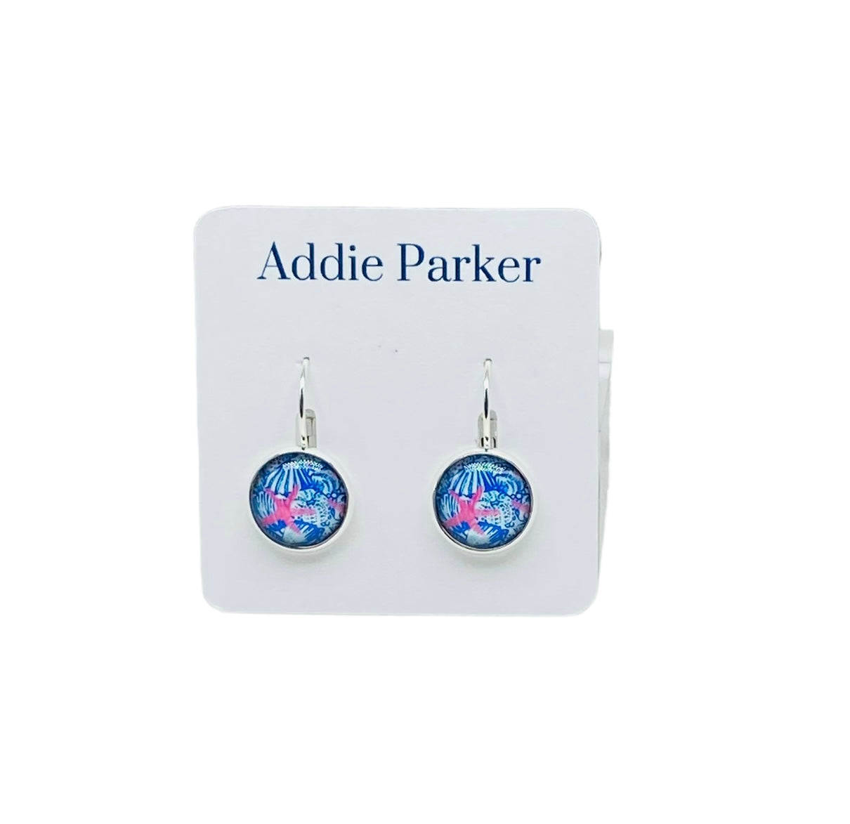 Earrings (E 193) - Blue/Pink Starfish