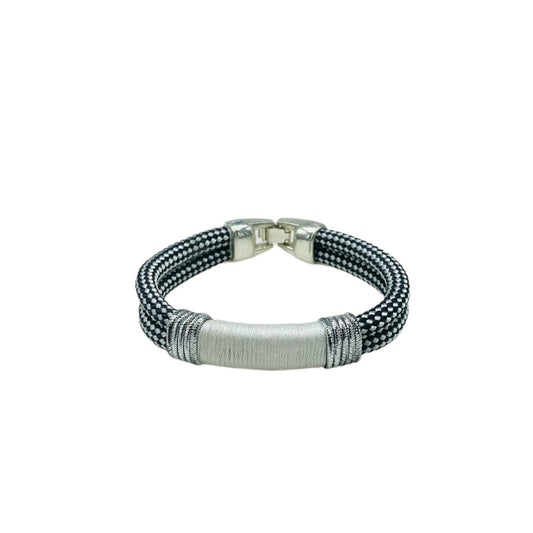 Marine Rope and White Bracelet - Silver