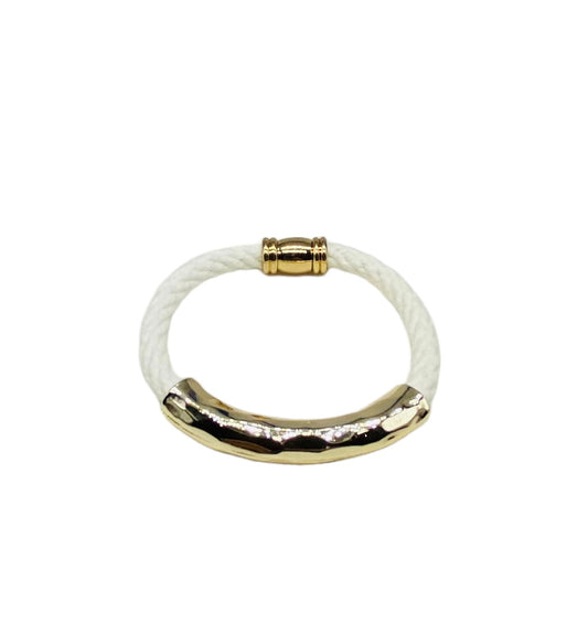Ivory Rope Single Strand Bracelet- Gold Slider