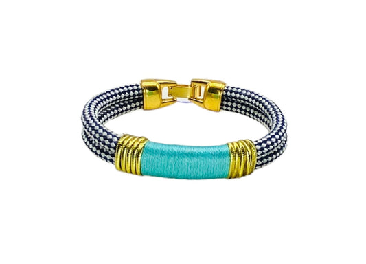 Marine Rope and Turquoise Bracelet - Gold