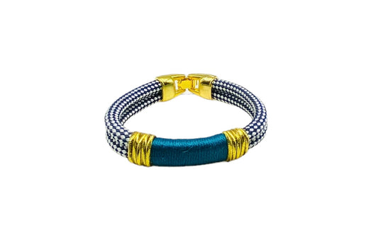 Marine Rope and Teal Bracelet - Gold