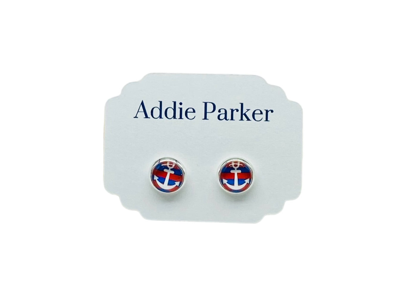 Small Stud Earrings (ST 36) - Red, White, Blue Anchor