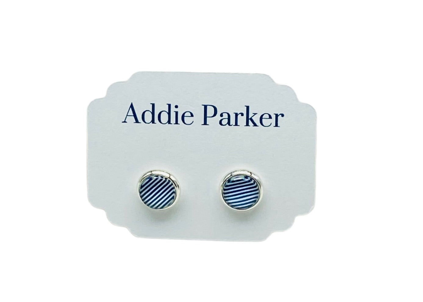 Small Stud Earrings (ST 31) - Blue and White Stripe