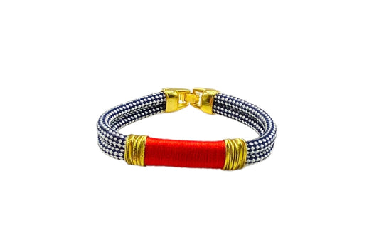Marine Rope and Red Bracelet - Gold