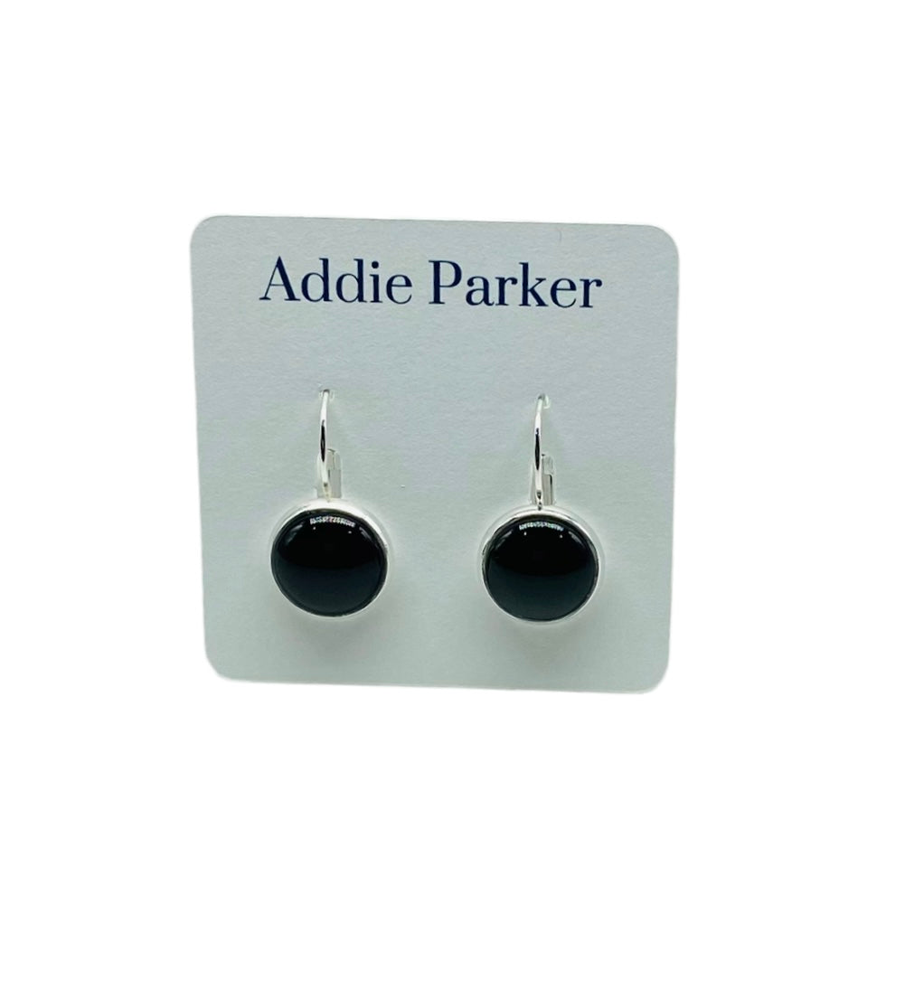 Lever Back Earrings (E 84) - Black Solid