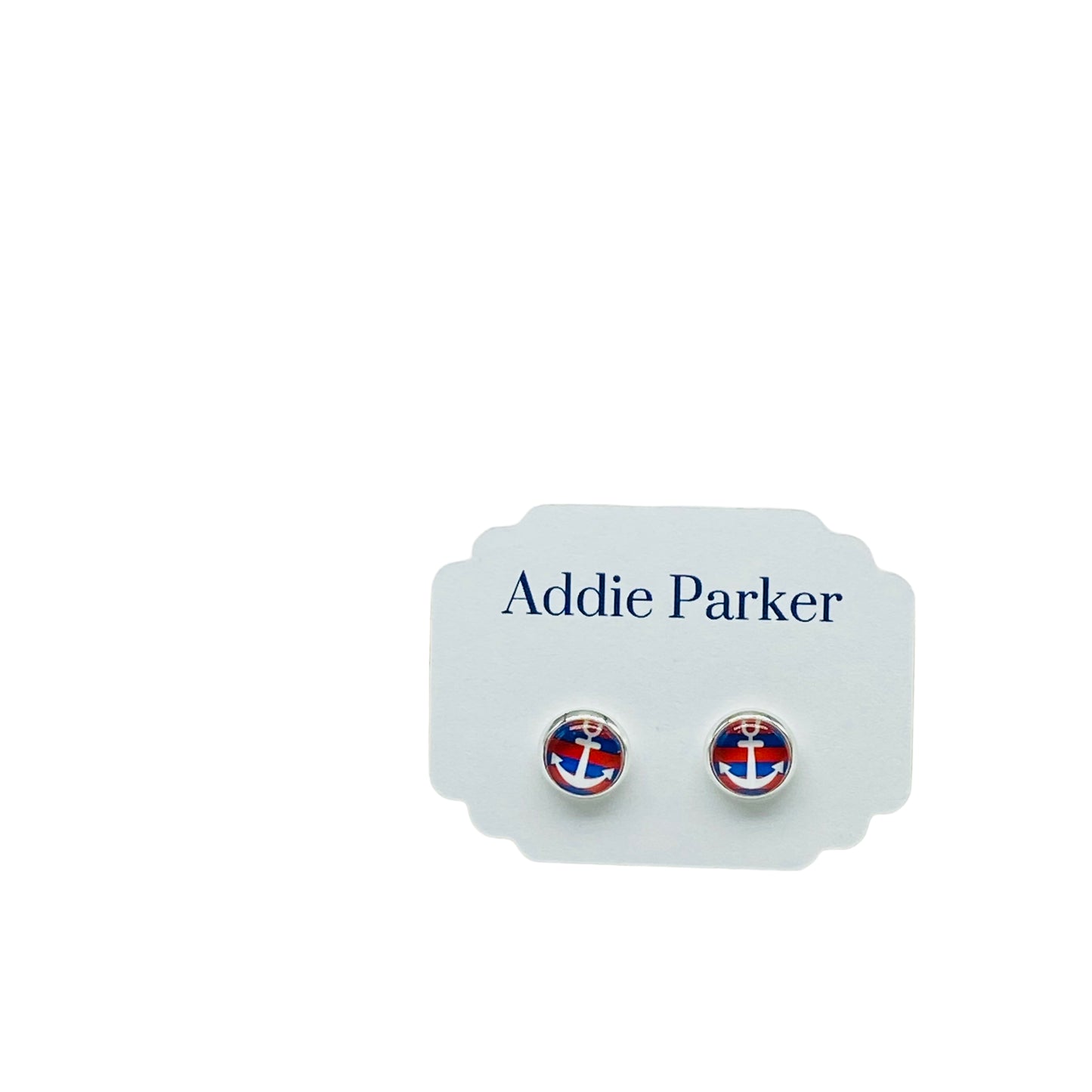 Small Stud Earrings (ST 36) - Red, White, Blue Anchor