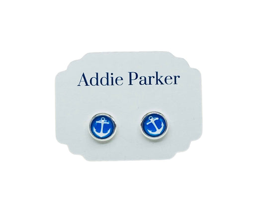 Small Stud Earrings (ST 60) - Royal Blue Anchor